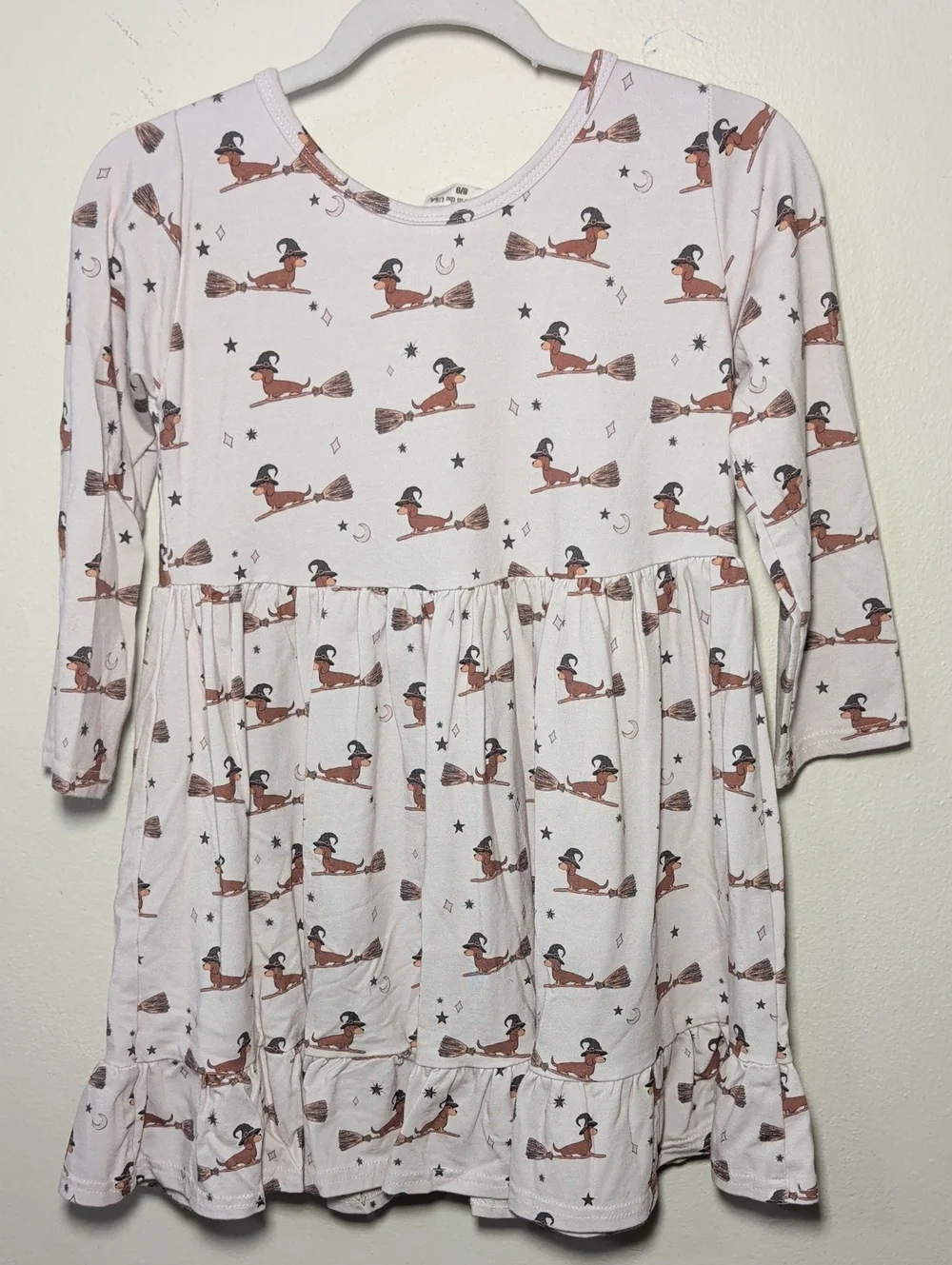 Vivie & Ash Witch Dogs on Broomsticks Halloween Dress Ruffle Hem Girls Size 8/9
